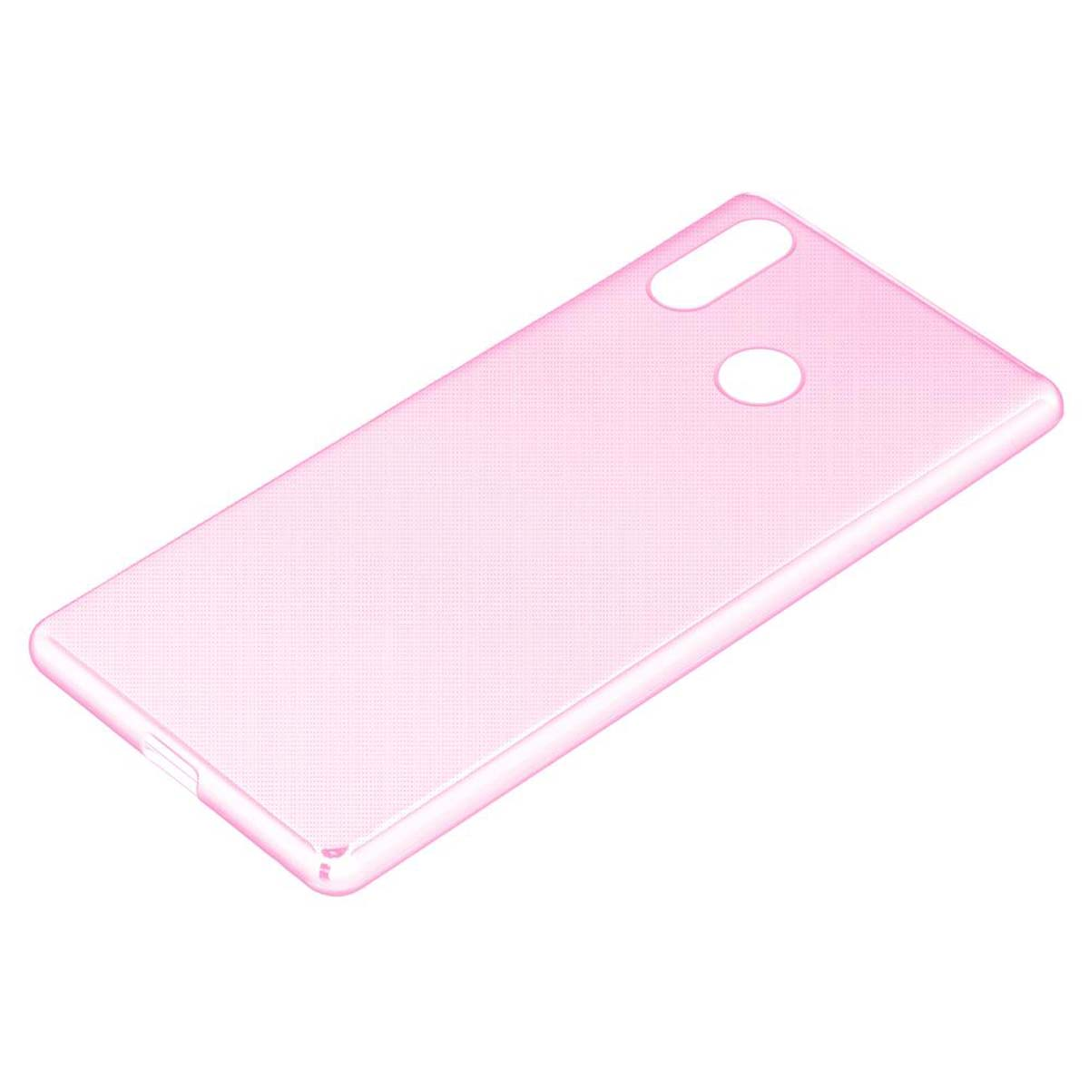 Custodia per telefono rosa. La custodia ha fori per la fotocamera e altri componenti del telefono. Sfondo bianco.