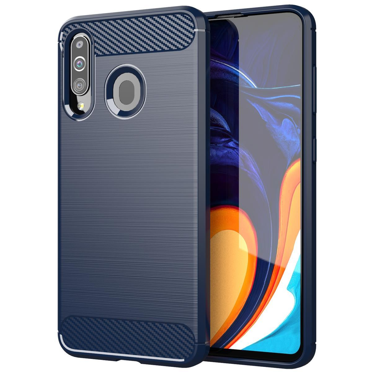 CADORABO TPU Ultra Carbon Backcover, BRUSHED Hülle, BLAU A20s, Slim Samsung, Galaxy