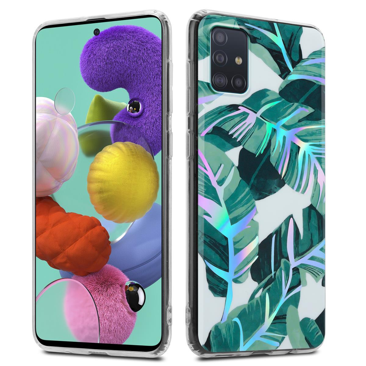 & Samsung, Blumen BANANENBLÄTTER Blätter, TPU / Bunte Backcover, M40s, CADORABO Hülle Galaxy A51 4G IMD