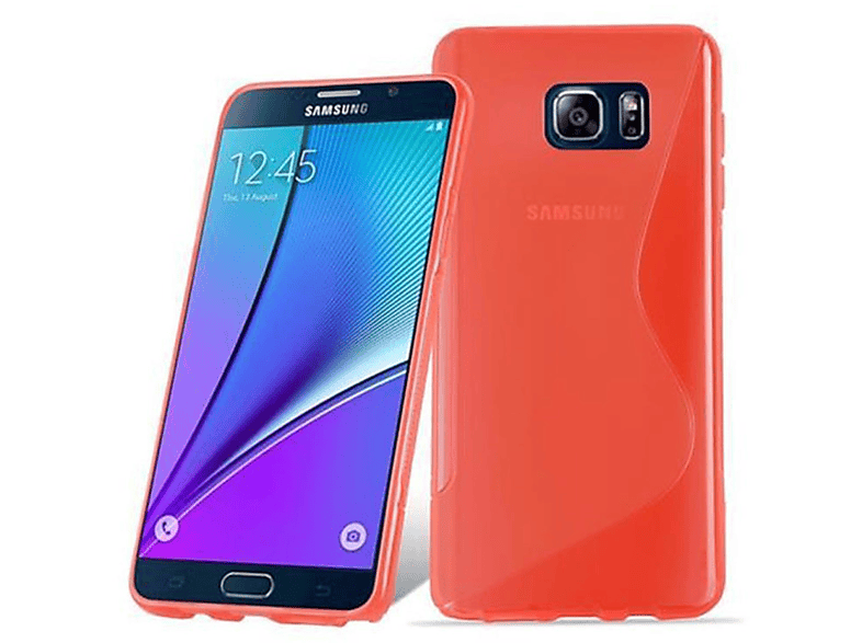 CADORABO TPU S-Line Handyhülle, Backcover, INFERNO ROT NOTE Galaxy Samsung, 5