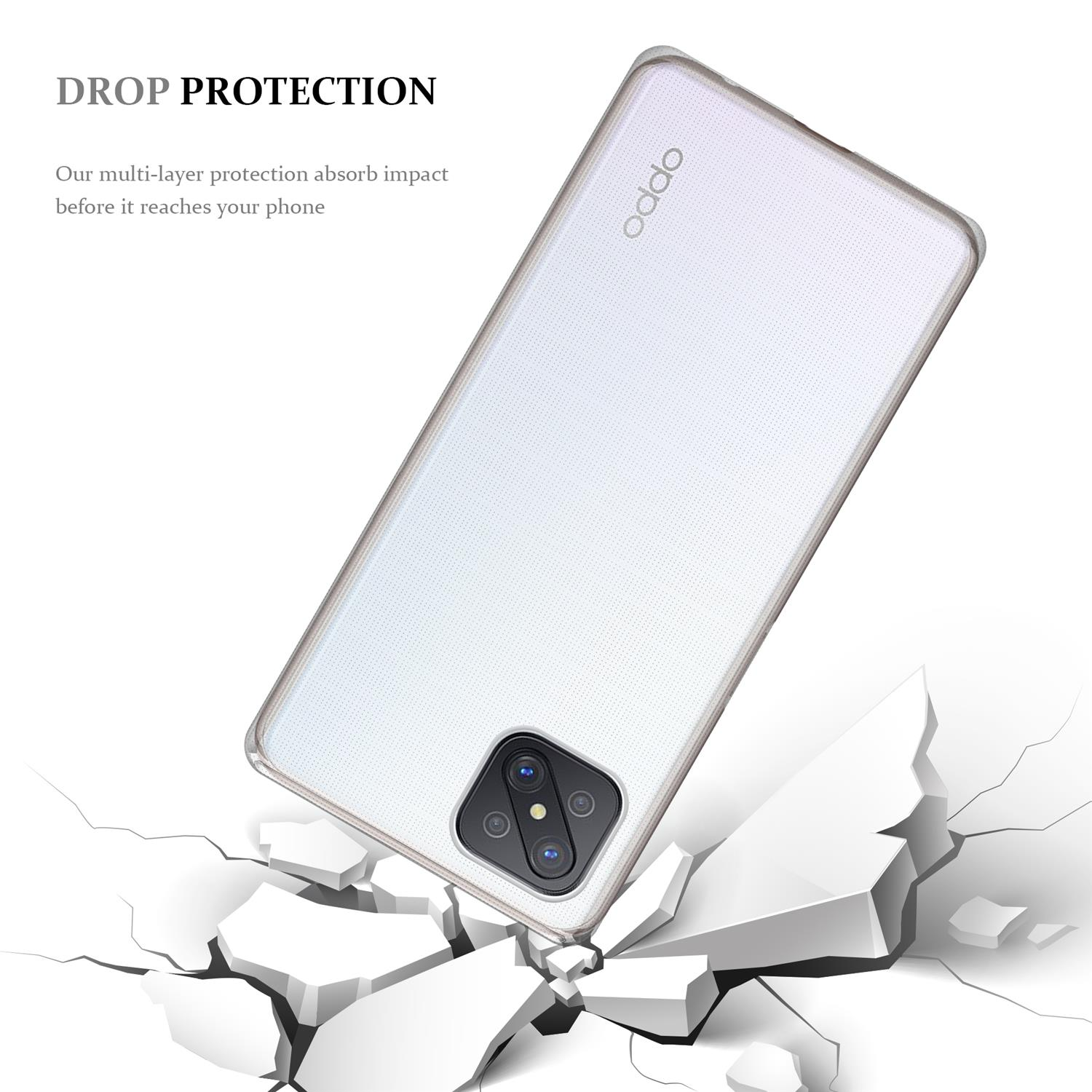 CADORABO TPU Ultra Backcover, TRANSPARENT Slim Z, Reno4 Oppo, Schutzhülle, VOLL AIR