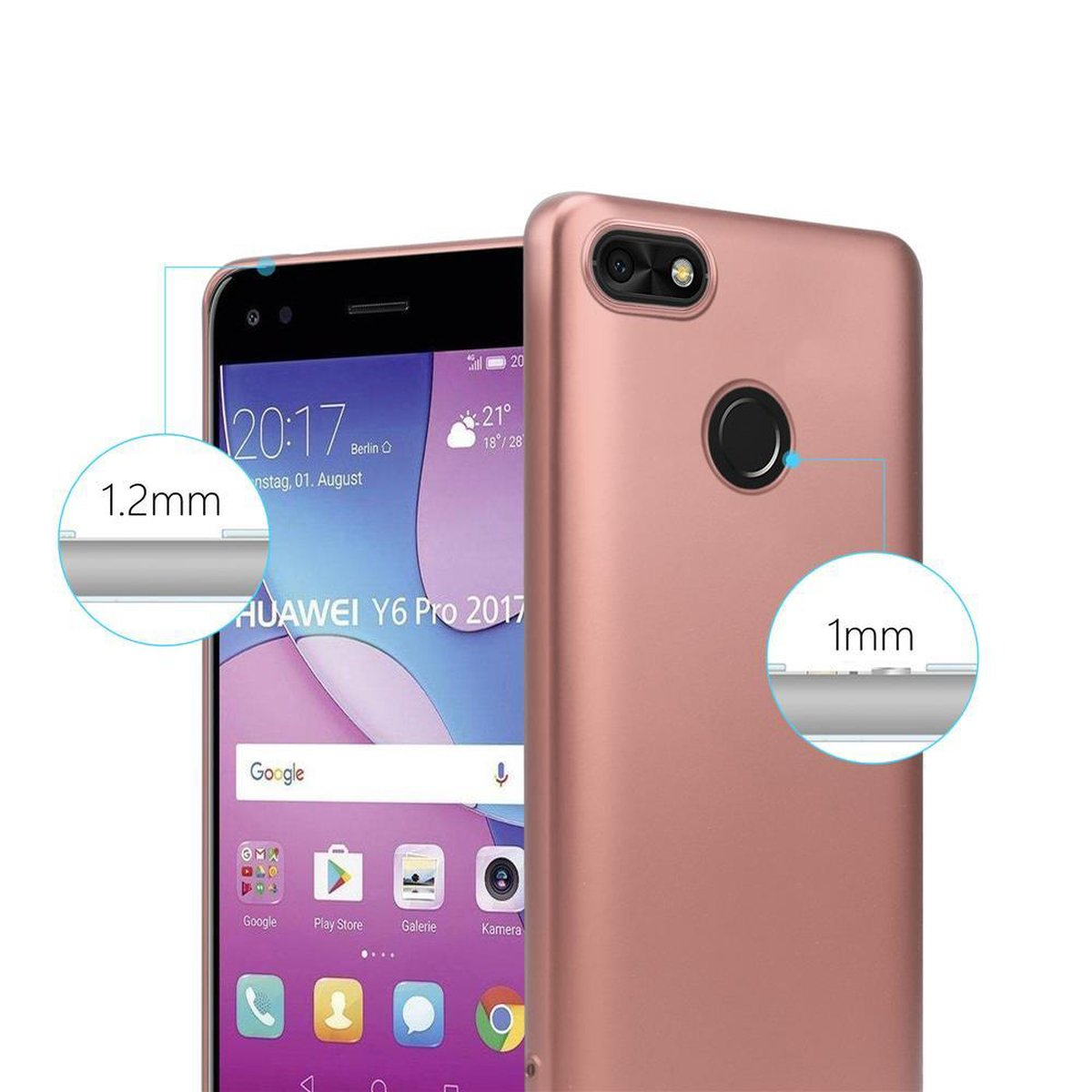 METALLIC Huawei, GOLD Y6 Matt Metallic Backcover, TPU Hülle, PRO ROSÉ 2017, CADORABO