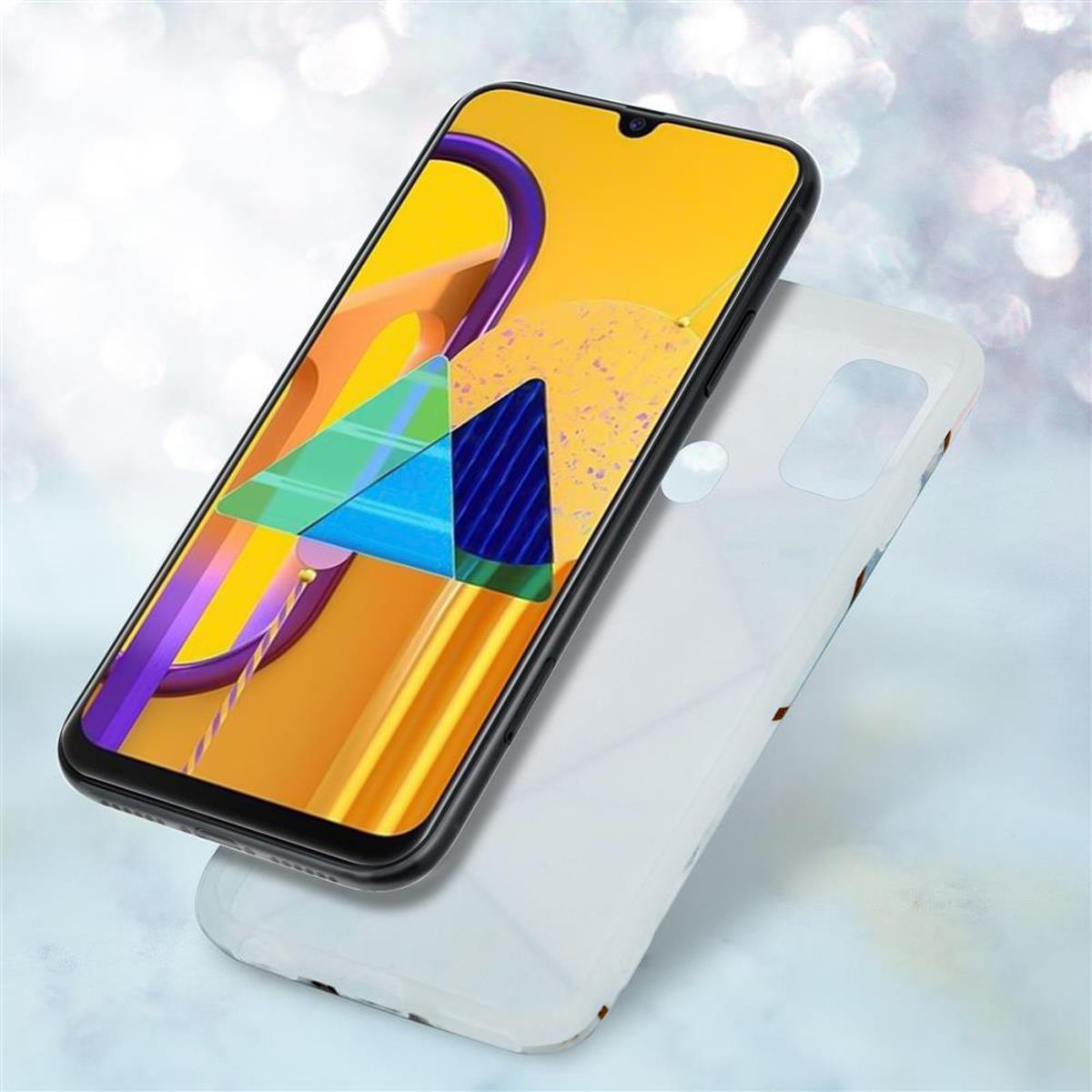 Telefono con custodia nera. Il telefono ha uno schermo colorato. Sfondo bianco.