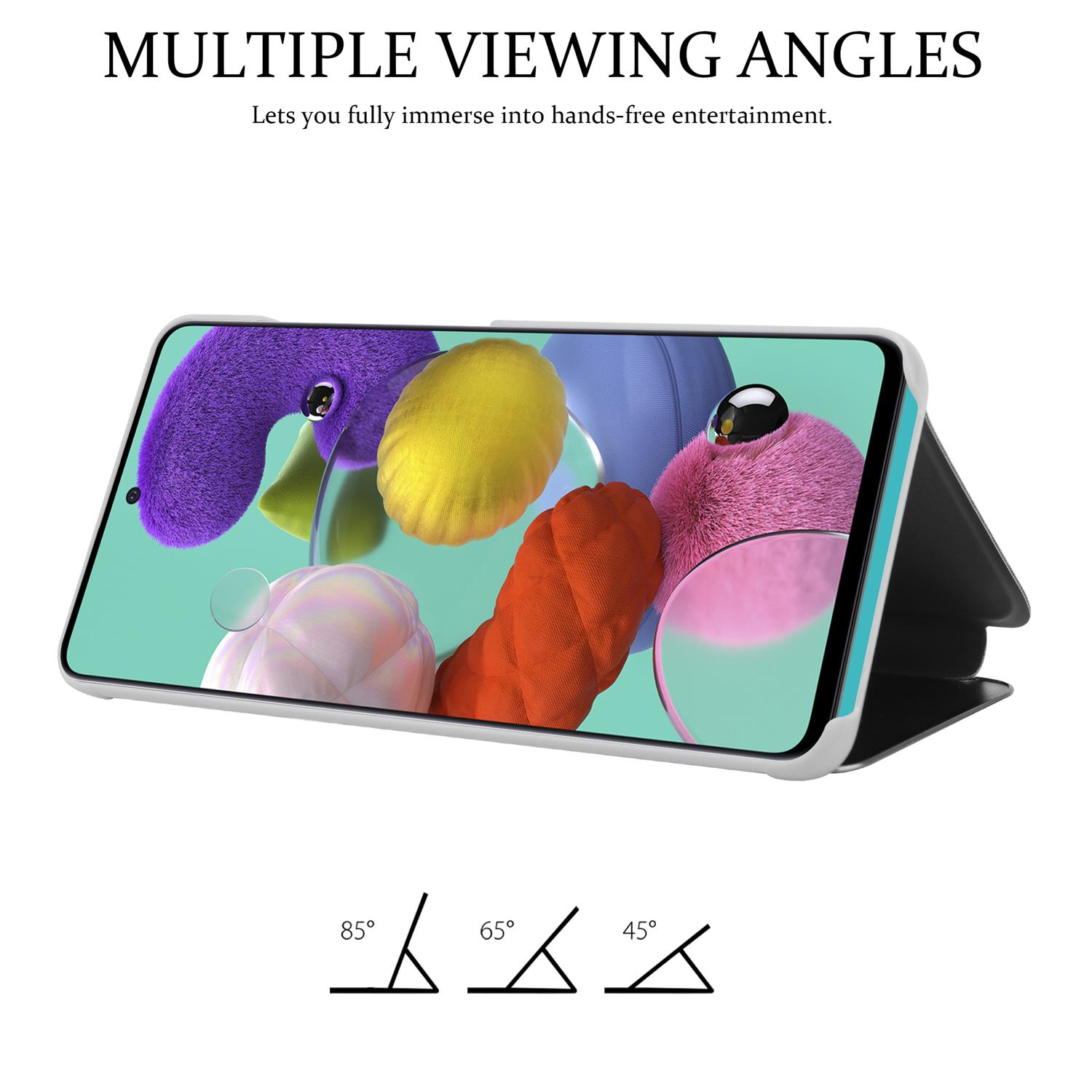 CADORABO Handyhülle Smart View Spiegel Samsung, Book, 4G SILBER Galaxy / A51 ACHAT M40s, Bookcover