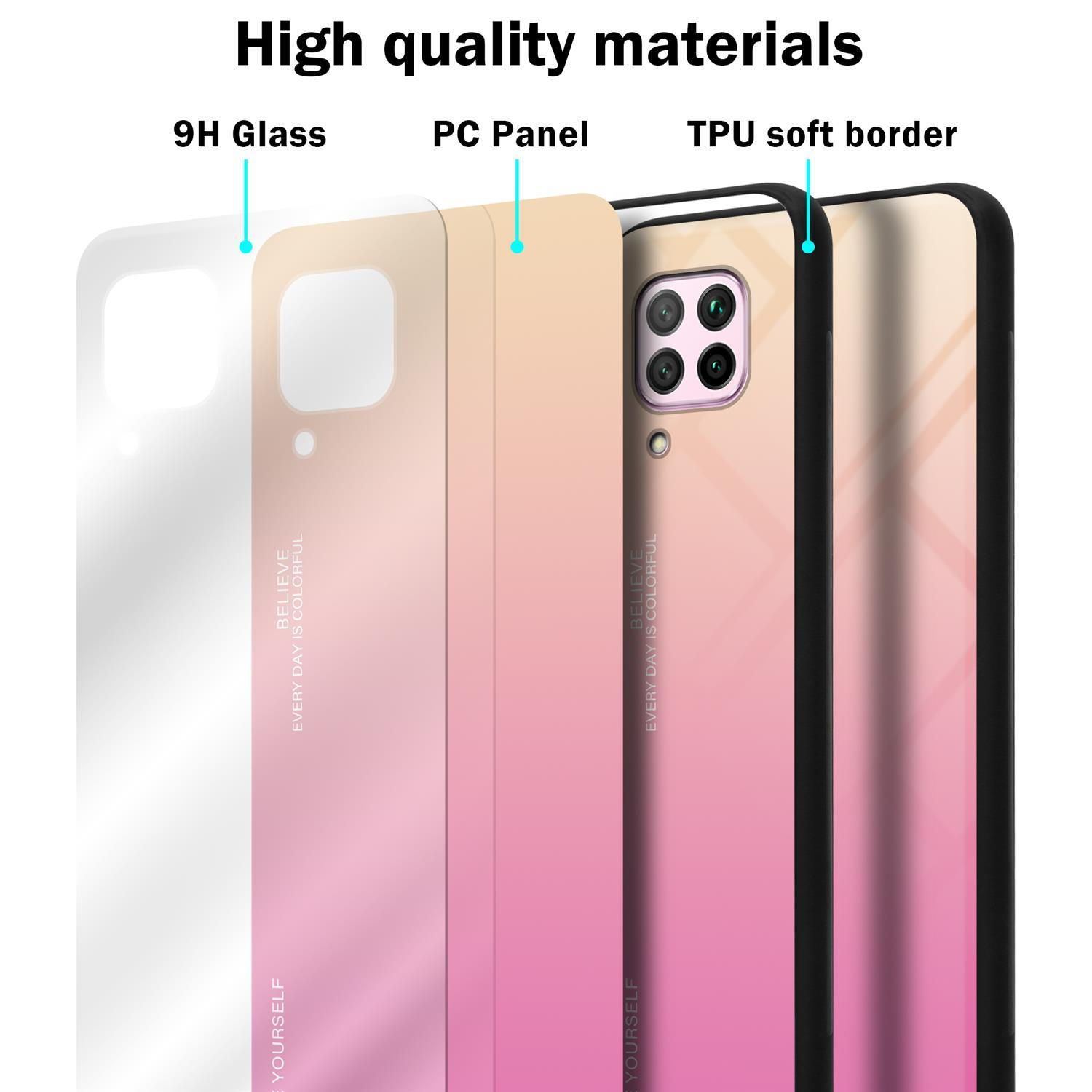 CADORABO Hülle aus GELB Backcover, LITE Huawei, TPU 6 Silikon NOVA Farben / ROSA / NOVA 7i, - SE Glas, P40 2