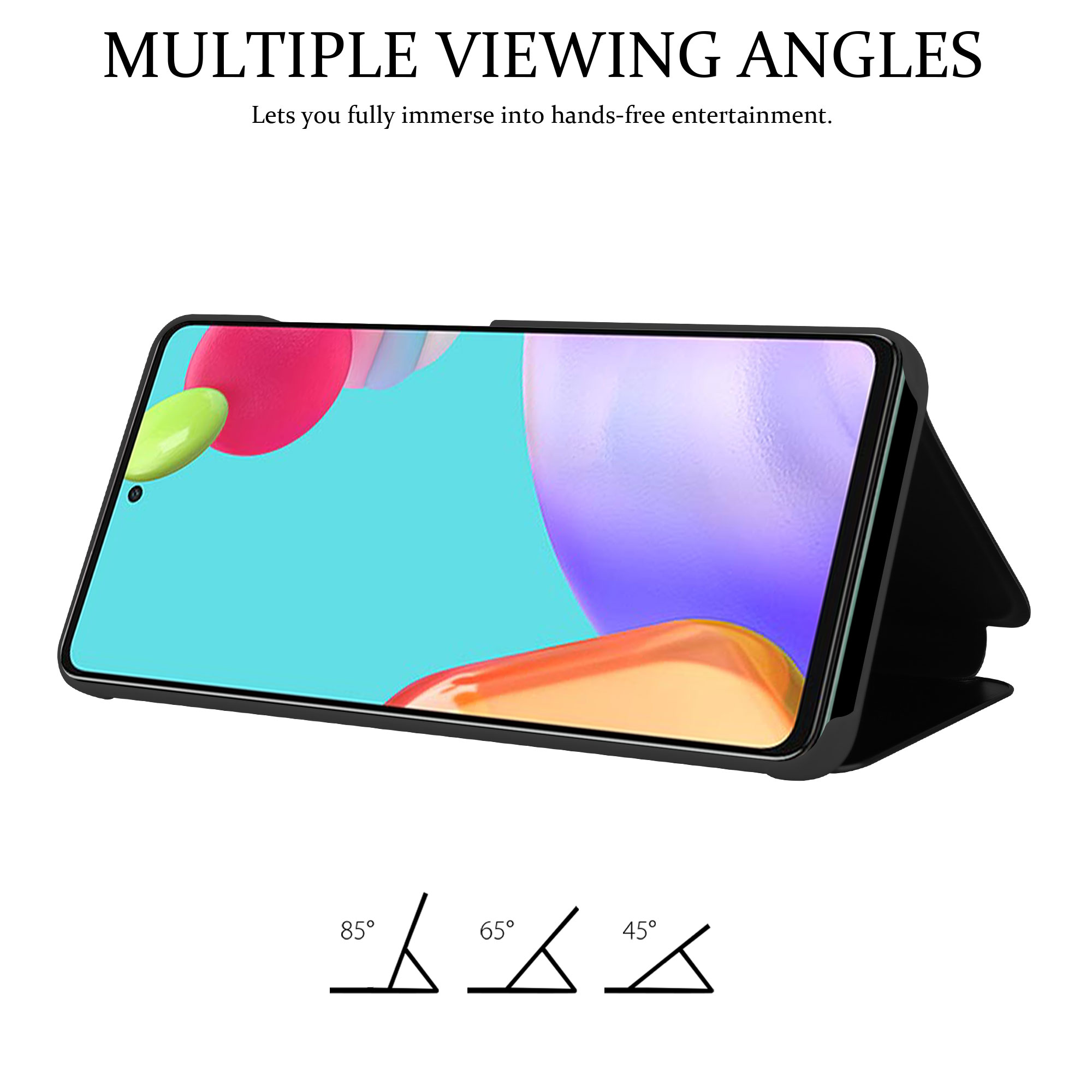 CADORABO Handyhülle Smart View Spiegel (4G TURMALIN Book, SCHWARZ Galaxy / Bookcover, A52 / A52s, Samsung, 5G)