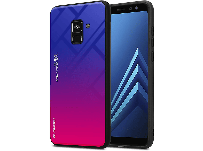 2018, LILA Galaxy aus Farben TPU A8 ROT Hülle Backcover, Silikon Samsung, 2 Glas, CADORABO -