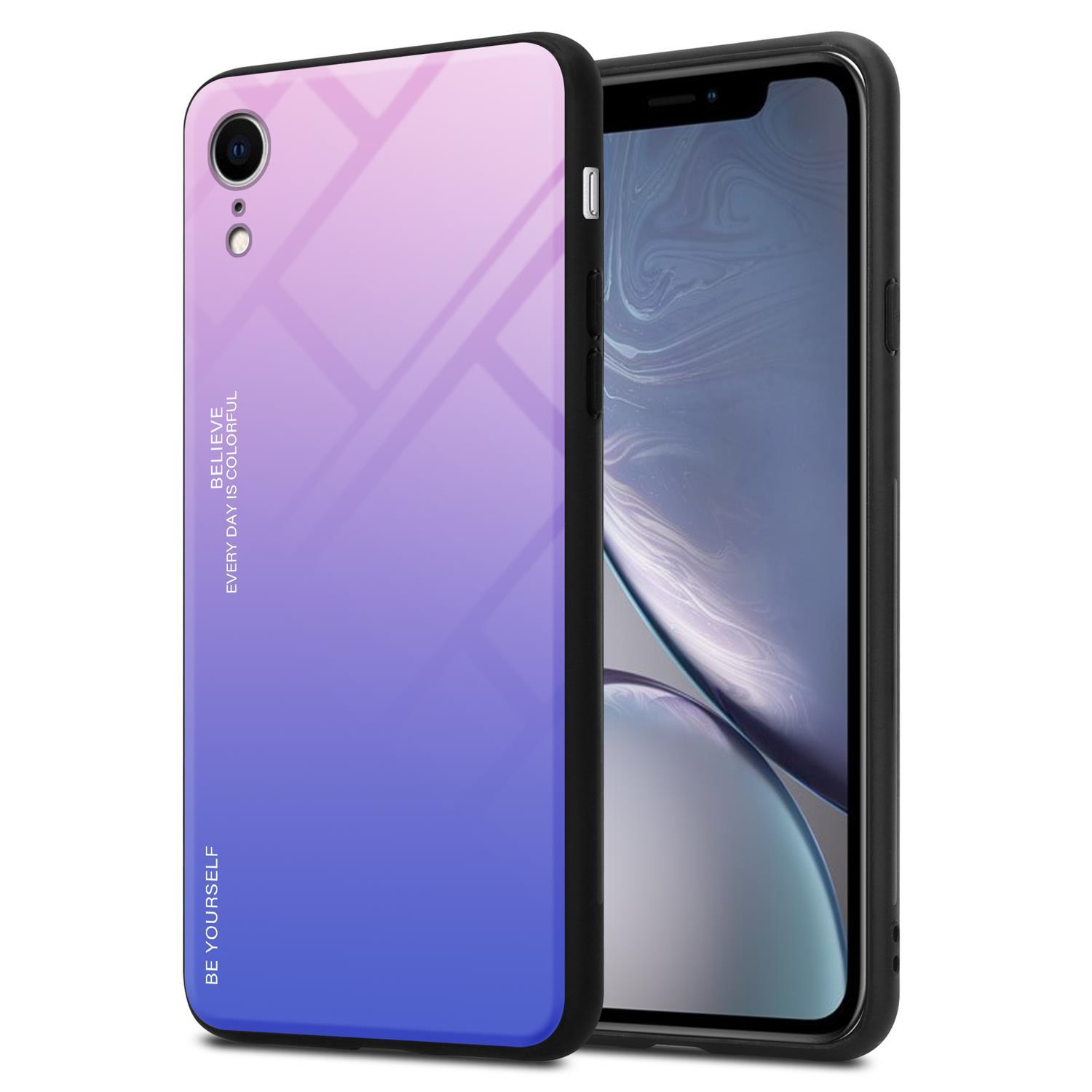 Custodia per telefono sfumata rosa-blu. Testo: 'BELIEVE EVERY DAY IS COLORFUL BE YOURSELF'.