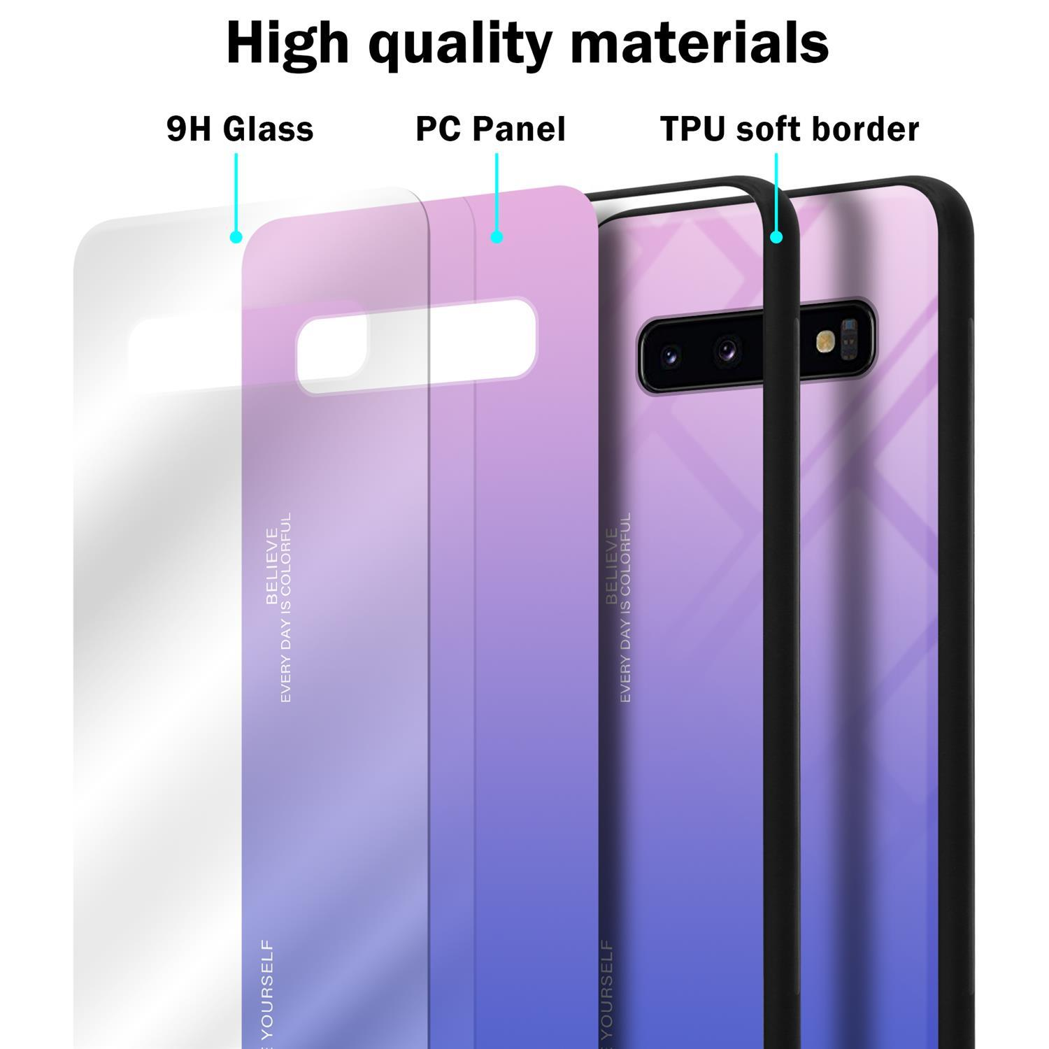 TPU - Farben Backcover, PLUS, CADORABO BLAU 2 aus Glas, S10 PINK Samsung, Silikon Hülle Galaxy