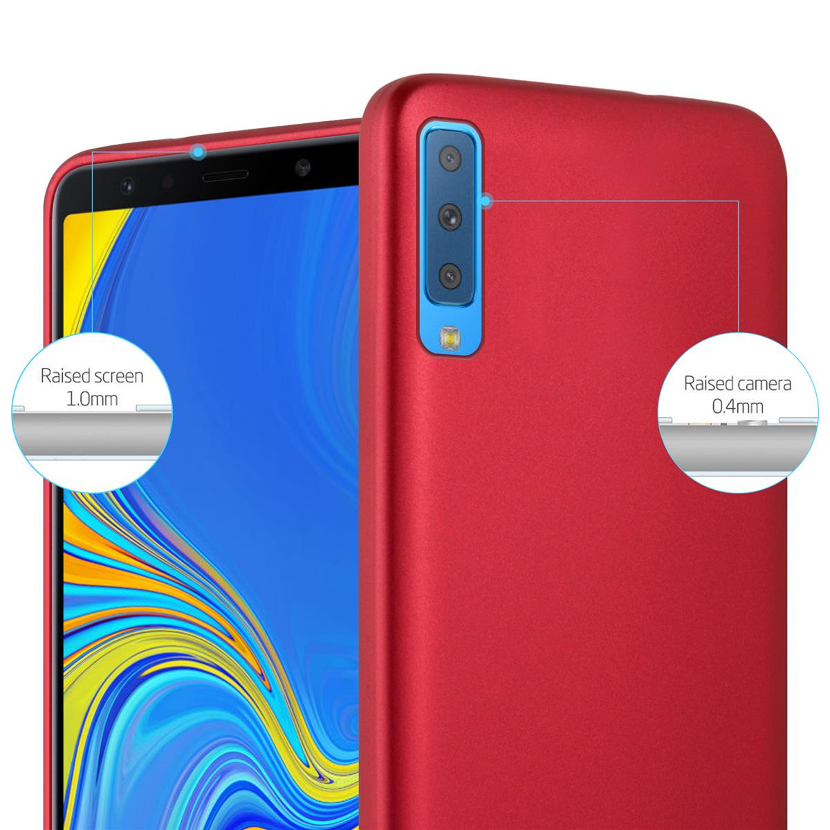 CADORABO TPU Matt A7 Samsung, Metallic METALLIC 2018, ROT Galaxy Backcover, Hülle