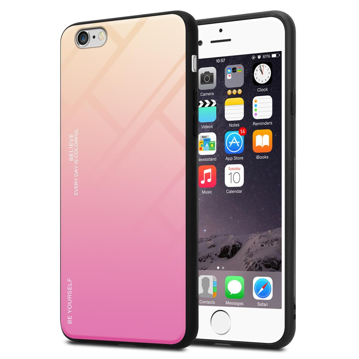 Un teléfono con una funda rosa y blanca. La funda dice 'Believe Every Day Is Colorful'. La pantalla está encendida.