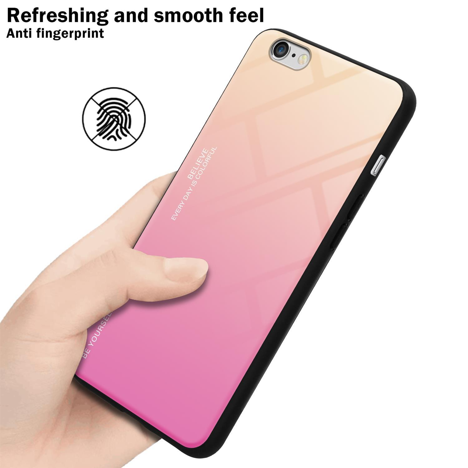 ROSA Farben GELB Backcover, / Silikon 6 6S, aus 2 Apple, iPhone CADORABO TPU Hülle Glas, -