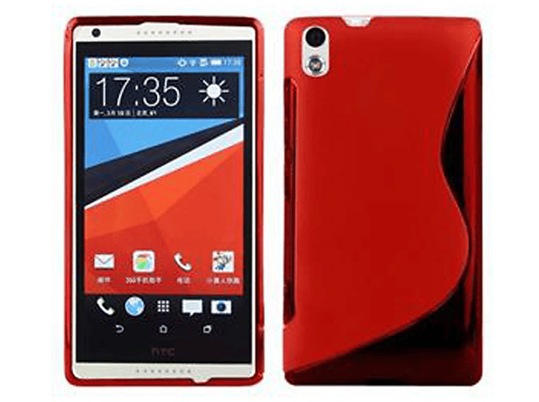 CADORABO TPU S-Line Handyhülle, Backcover, HTC, Desire 816, INFERNO ROT