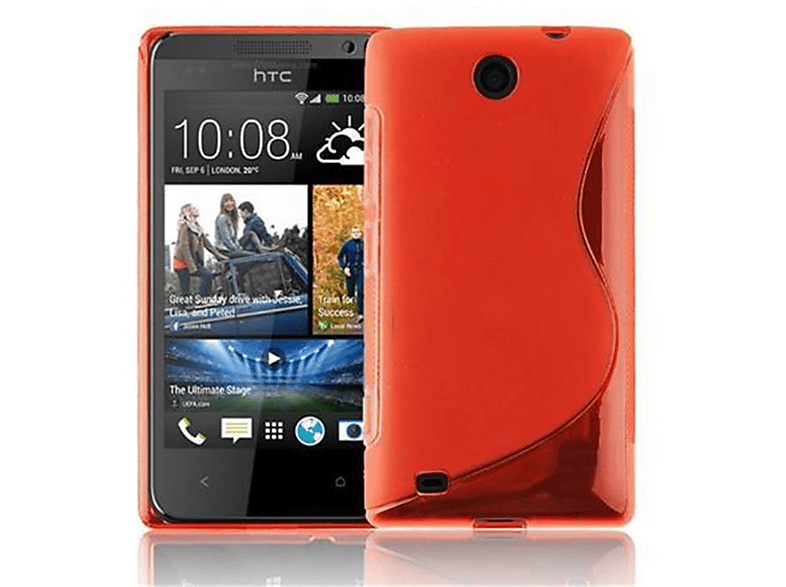 CADORABO TPU S-Line Handyhülle, Backcover, HTC, Desire 300, INFERNO ROT