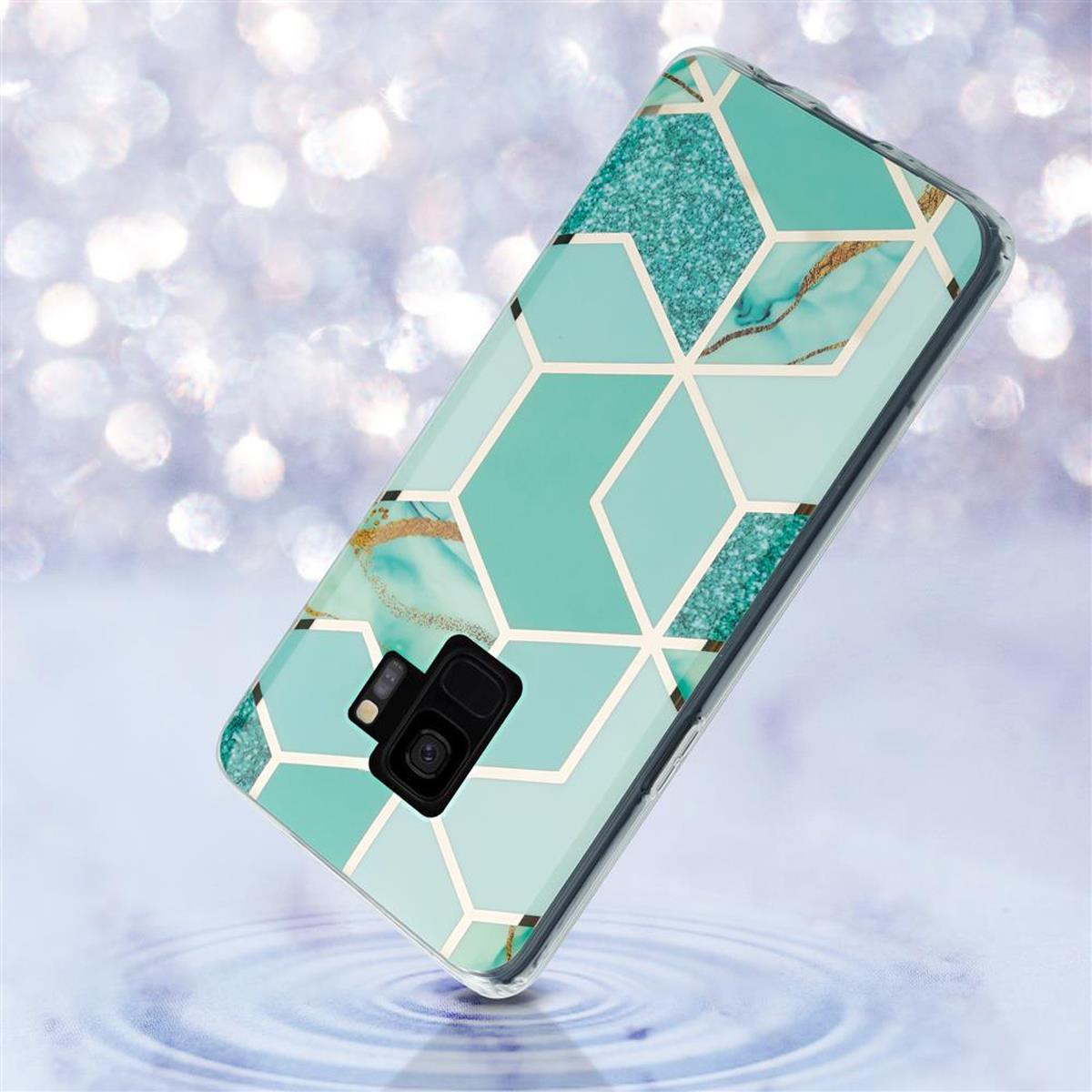 Custodia per telefono con design geometrico. Riflesso d'acqua sullo sfondo.