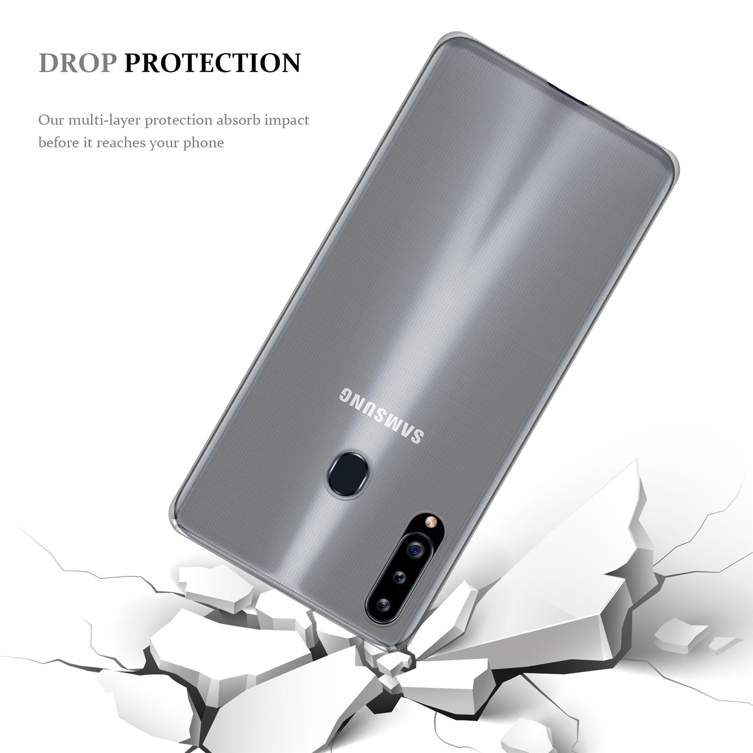 CADORABO TPU Ultra Slim Schutzhülle, VOLL AIR Galaxy A20s, Backcover, TRANSPARENT Samsung