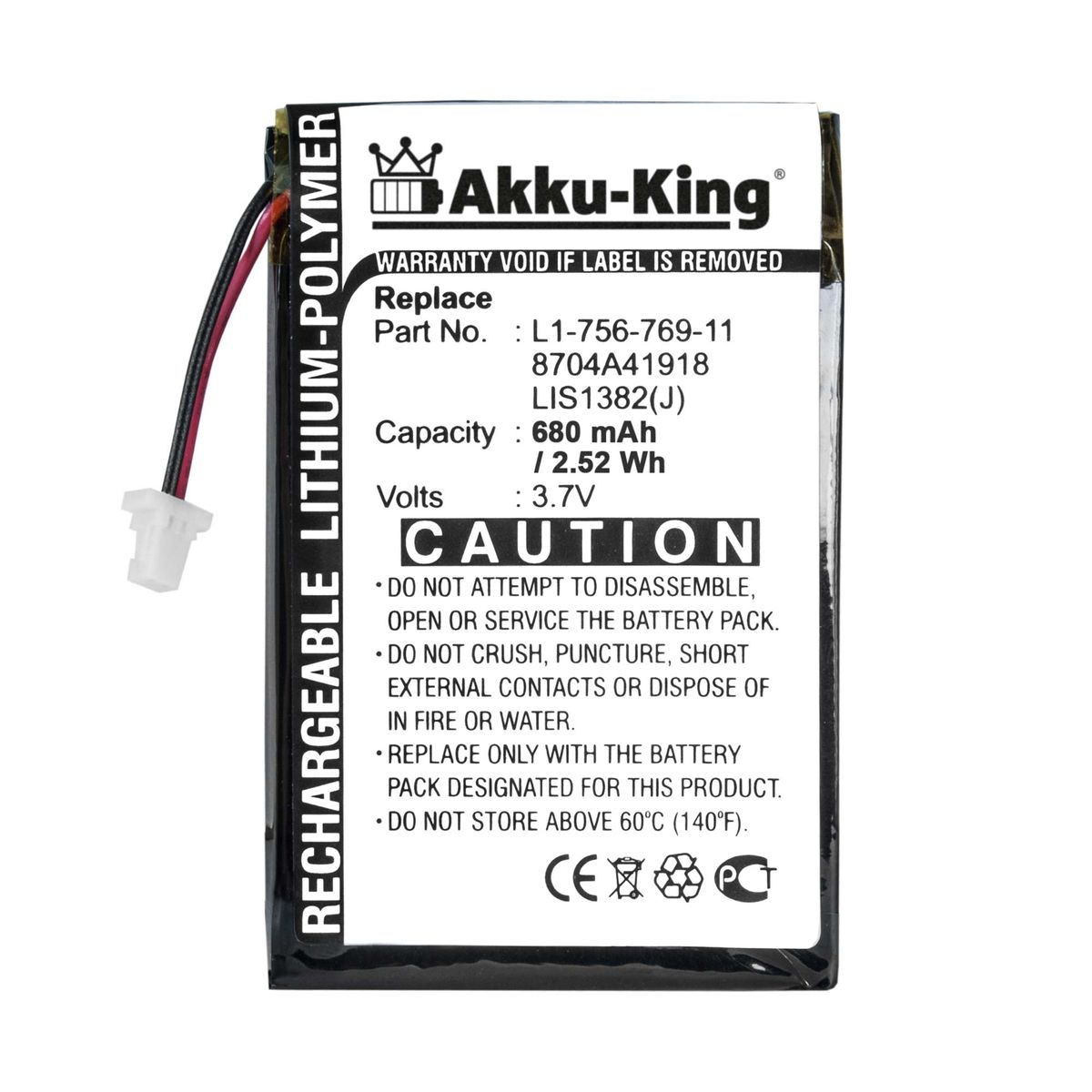 AKKU-KING Akku kompatibel mit Sony Geräte-Akku, Volt, PRS500 Li-Polymer 3.7 680mAh