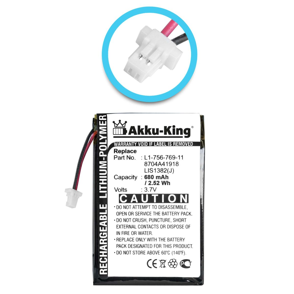 AKKU-KING Akku kompatibel mit Sony Geräte-Akku, Volt, PRS500 Li-Polymer 3.7 680mAh