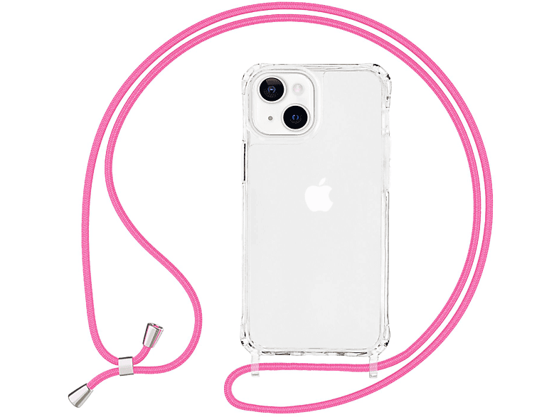 NALIA Klare Hülle mit Kette Pink zum 13, Backcover, Apple, iPhone Umhängen