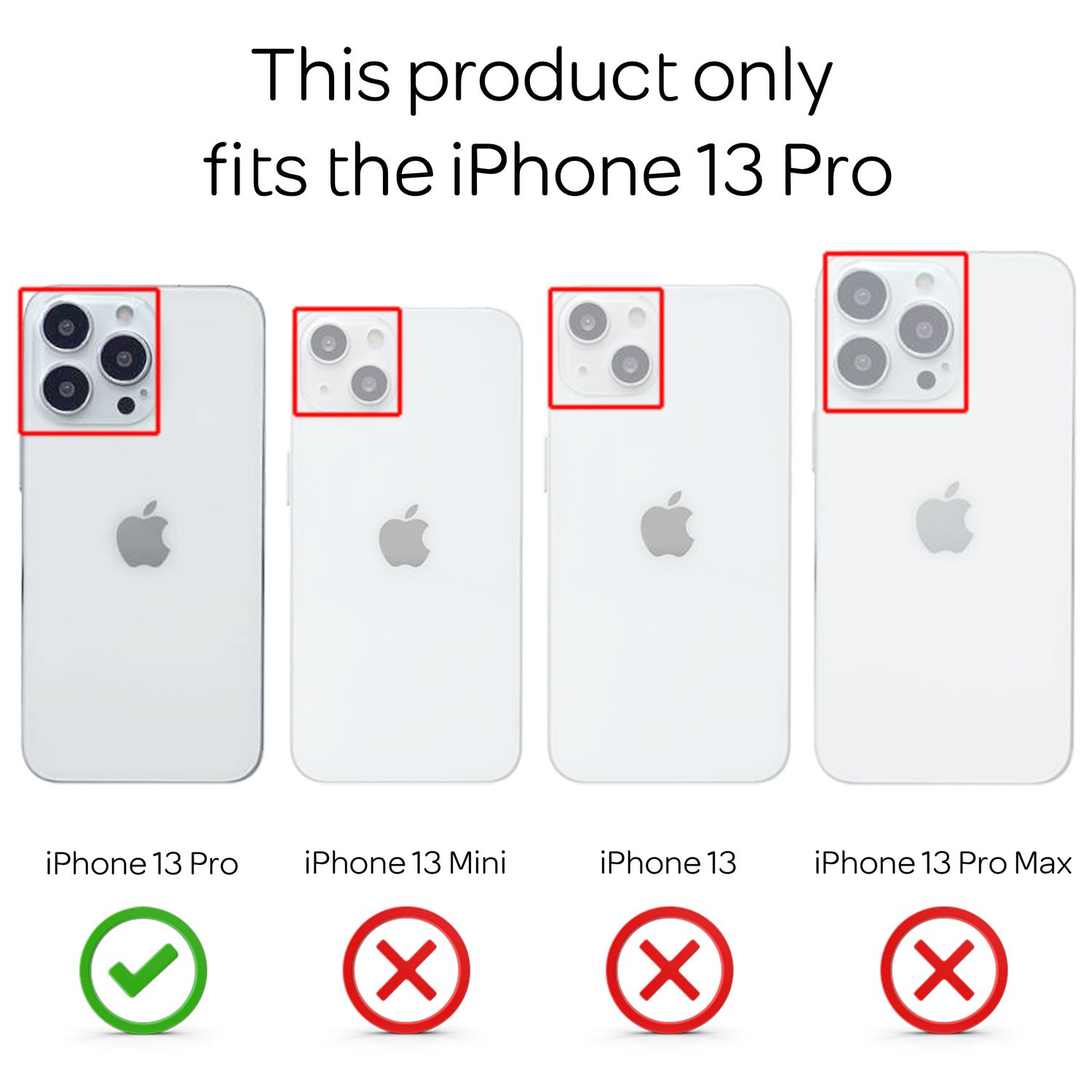 Vier Telefone. iPhone 13 Pro ist als kompatibel markiert, die anderen nicht.