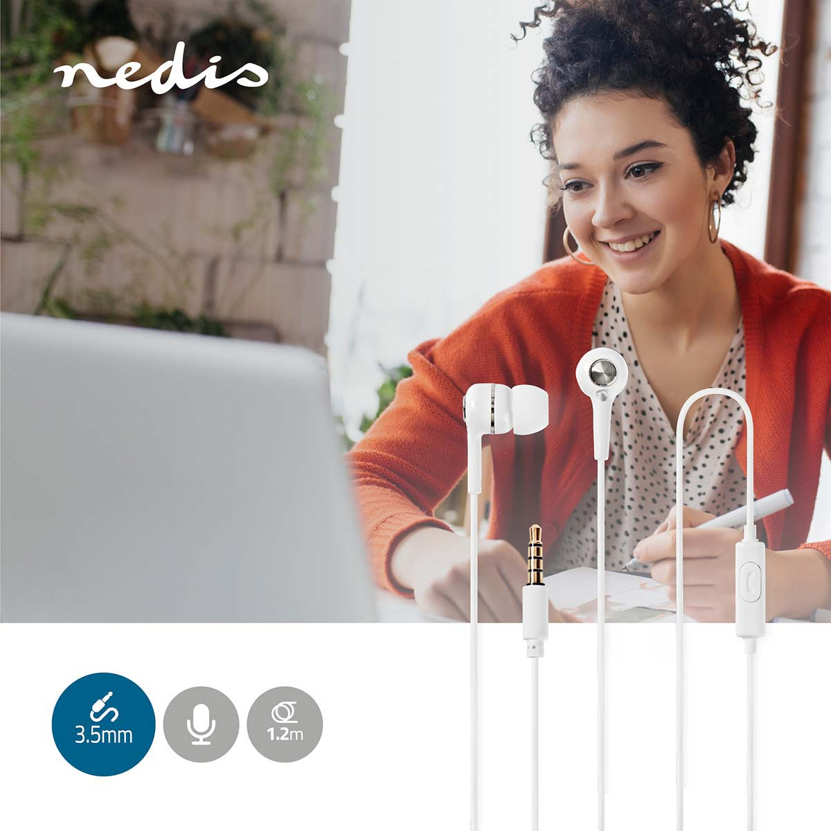 NEDIS HPWD2020WT, Weiss In-ear Kopfhörer