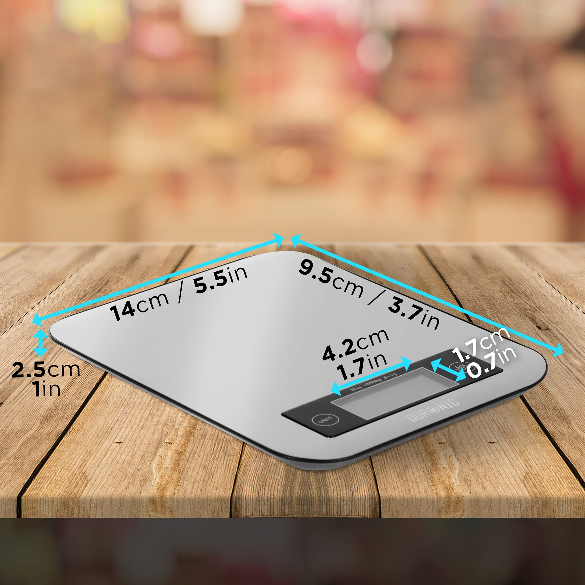 Báscula de cocina digital DURONIC Duronic KS1007 Báscula cocina  Pantalla LCD azul Peso 10kg Función tara Gris, 10 kg, Negro