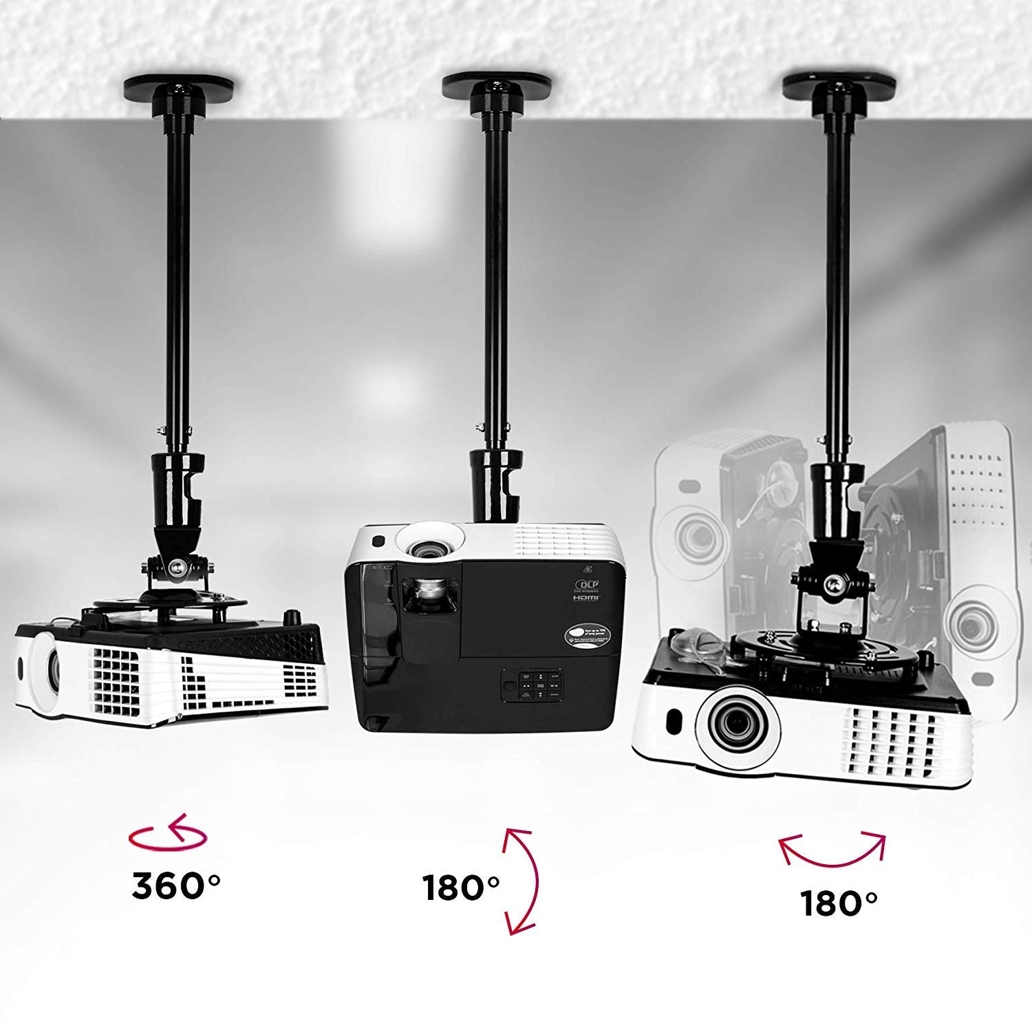 Deckenhalterung | und schwenkbar Beamer 10 DURONIC Traglast Universal kg dreh | Projektor | Beamerhalterung Halterung PB02XL