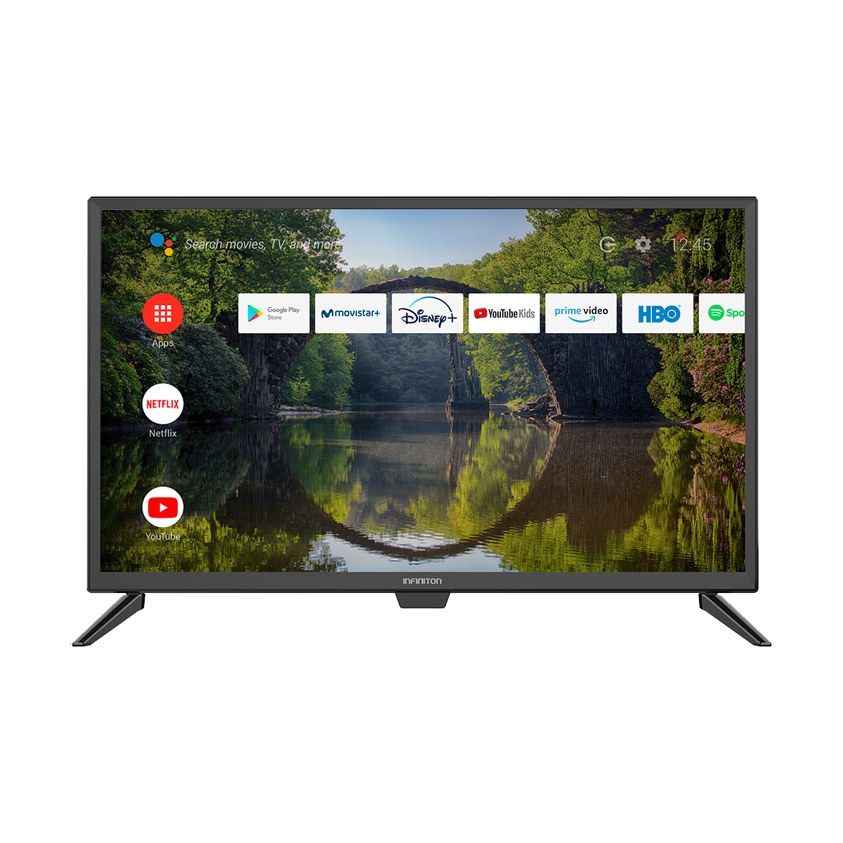 Infiniton Intv24af490– Televisor smart 24 – android 9.0 google assistant hbbtv 3x hdmi 2x usb dvbt2cs2 modo hotel clase f led