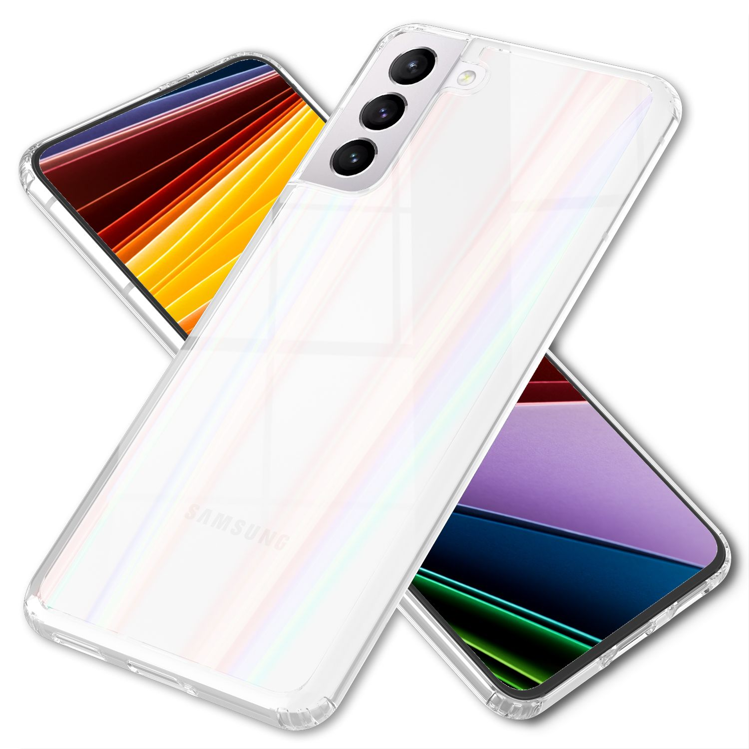 NALIA Klare Hartglas S22, Transparent Regenbogen Samsung, Effekt, Galaxy Hülle Backcover