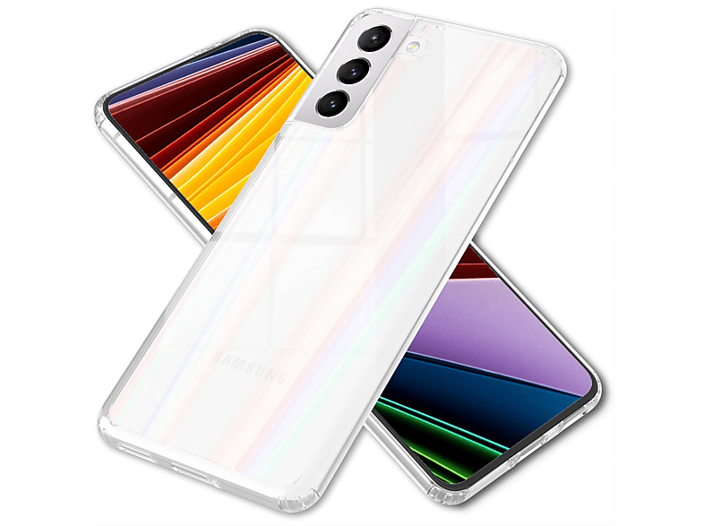NALIA Klare Hartglas Hülle Regenbogen Effekt, Backcover, Samsung, Galaxy S22, Transparent