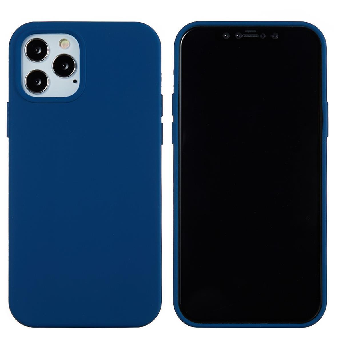 Zwei Telefone, eines mit blauem Gehäuse, das andere mit schwarzem Bildschirm. Beide nebeneinander, weißer Hintergrund.