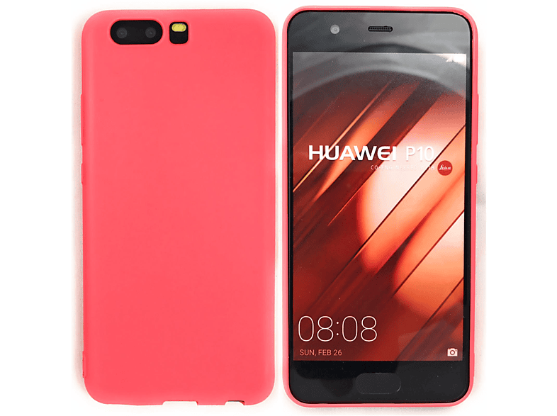 P10 Silikon, Handycase Huawei, Backcover, aus Rot Plus, COVERKINGZ
