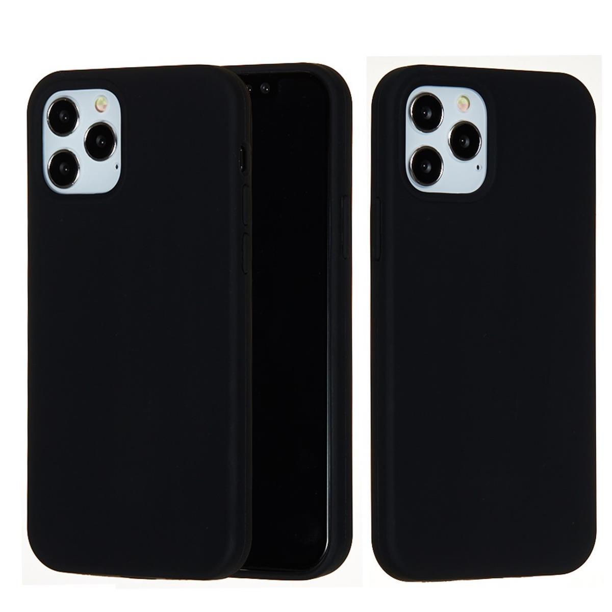 Zwei schwarze Handyhüllen, eine geöffnet, um ein Telefon zu zeigen.