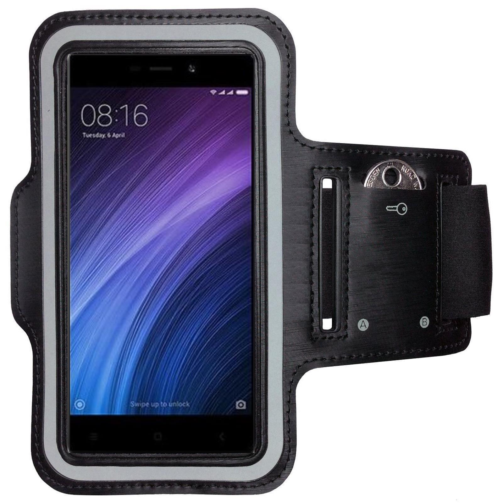 Telefon in Armband. Telefonbildschirm zeigt Uhrzeit und Datum.