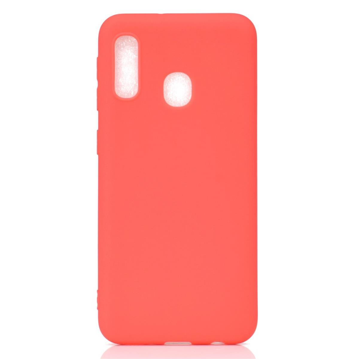 Rot Galaxy Backcover, aus Samsung, Handycase A20e, Silikon, COVERKINGZ