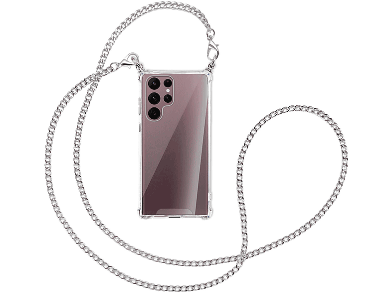 5G, Ultra MTB Umhänge-Hülle Kette mit Metallkette, Samsung, S22 Backcover, (silber) MORE Galaxy ENERGY