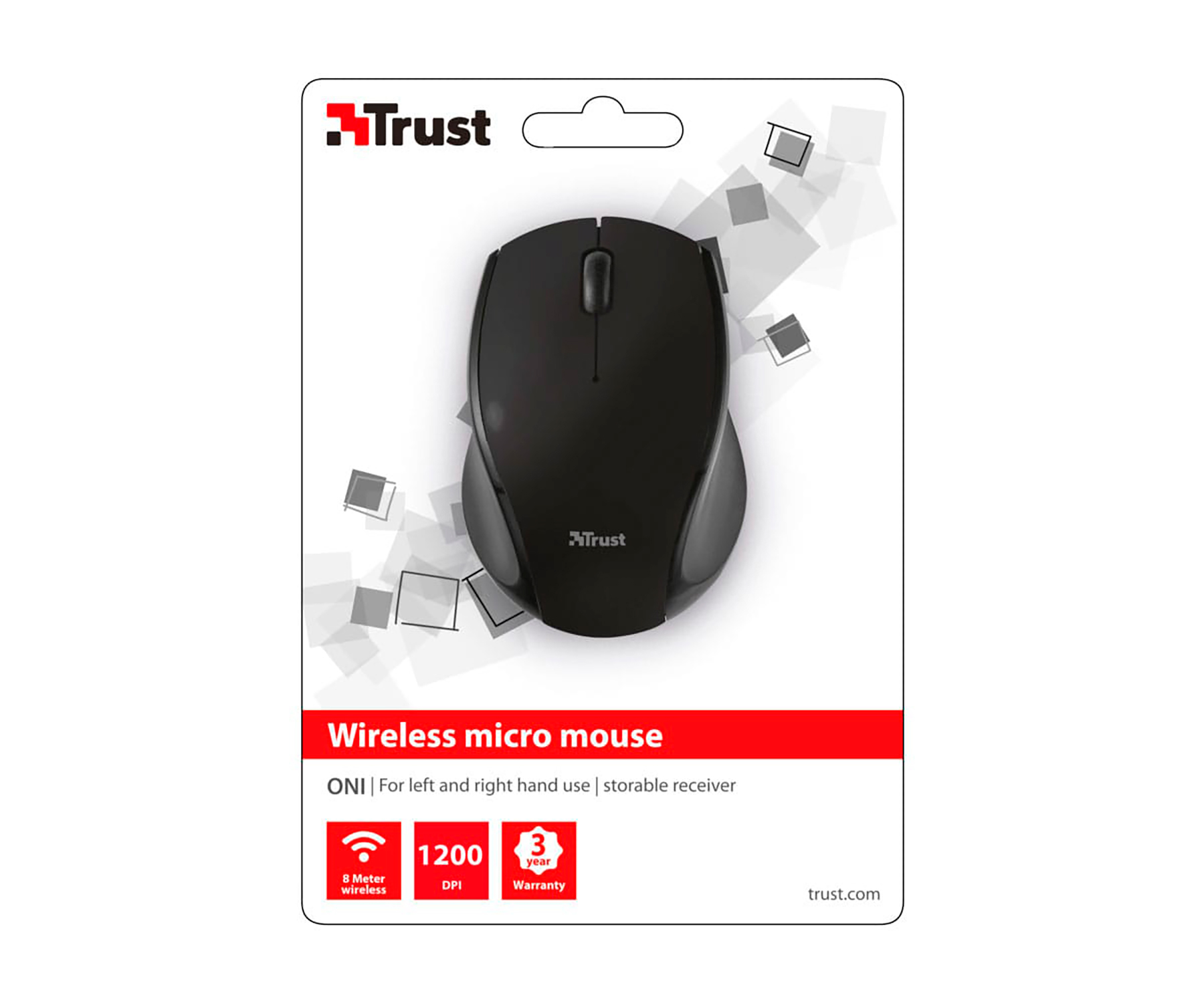 TRUST 21048 WRLS Maus, ONI MOUSE Schwarz BLACK MICRO