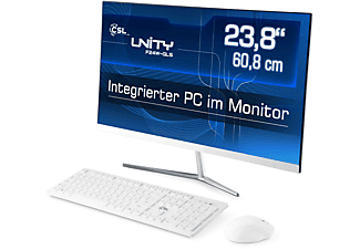 CSL Unity F24W-GLS / 128 GB / 8 GB RAM / Win 11 Home, All-in-One-PC mit 23,8 Zoll Display,  Prozessor, 8 GB RAM, 128 GB SSD, Intel® UHD Graphics 600, weiß