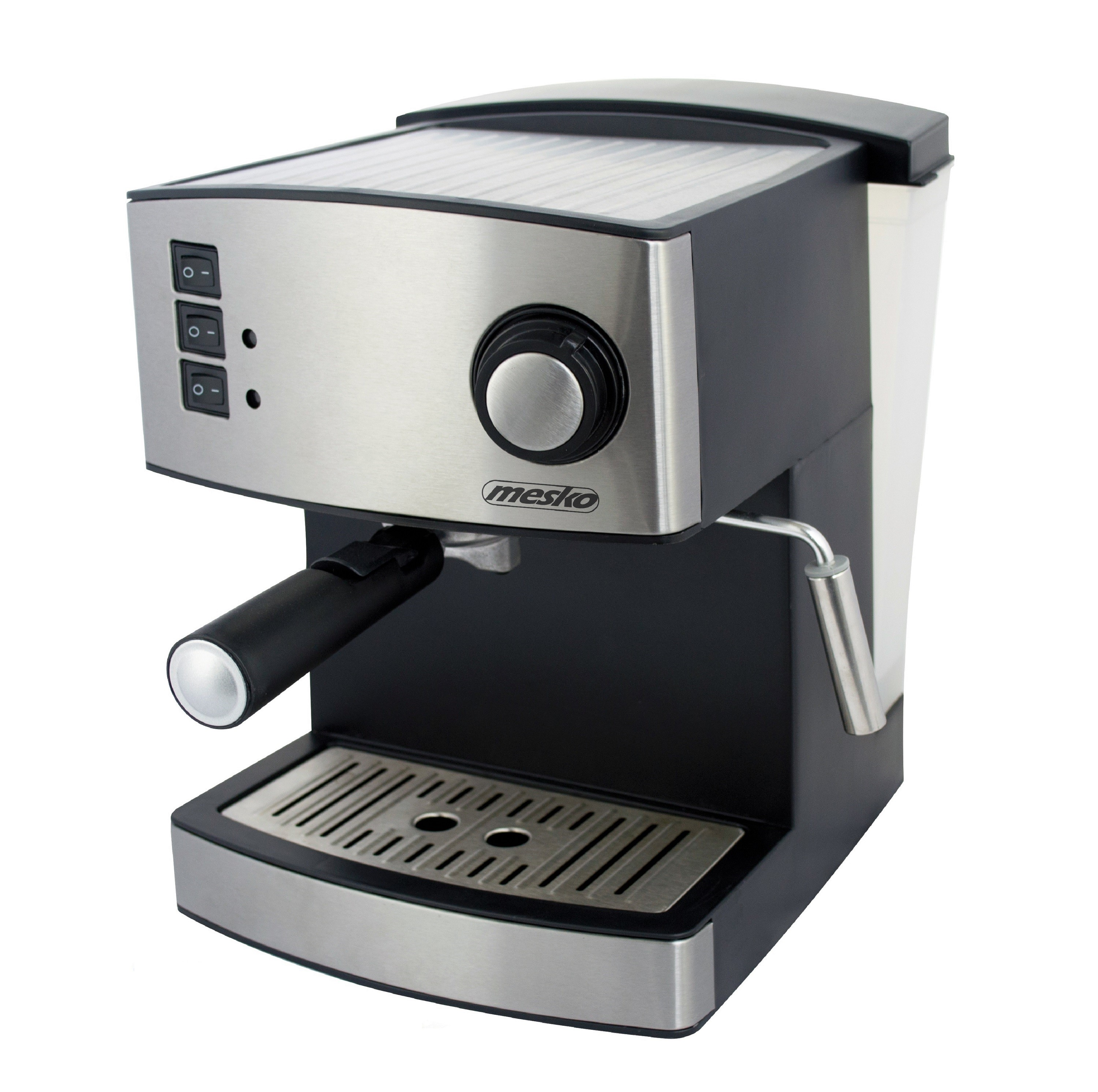 Cafetera express - MS 4403, Cafetera Expresso Manual 15 bares 1,6 L, Brazo Doble Salida, Espumador Leche, Calientatazas MESKO, 15 barbar, 850 W, 1 tazas, Plata