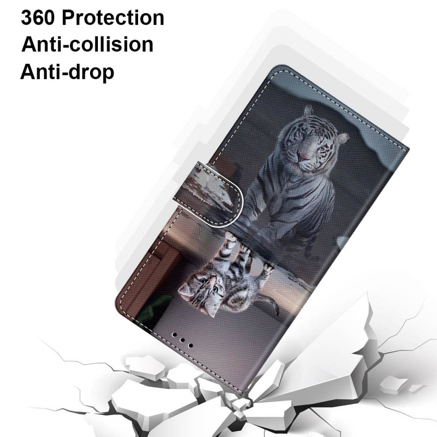 KÖNIG DESIGN Book Case, Samsung, S21 Galaxy Bookcover, wird Tiger Katze zum FE
