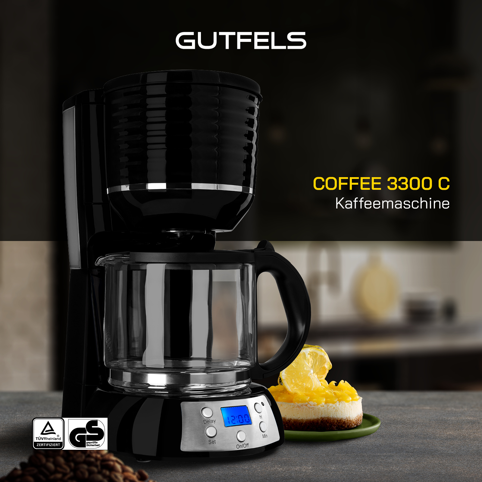 GUTFELS COFFEE 3300 C schwarz Kaffeemaschine
