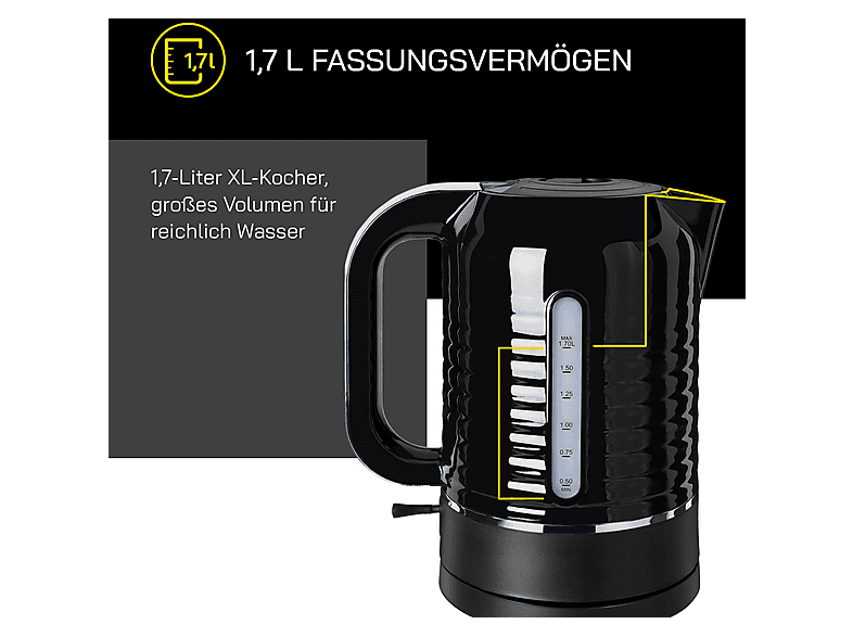 GUTFELS WATER 3300 C Wasserkocher, Schwarz
