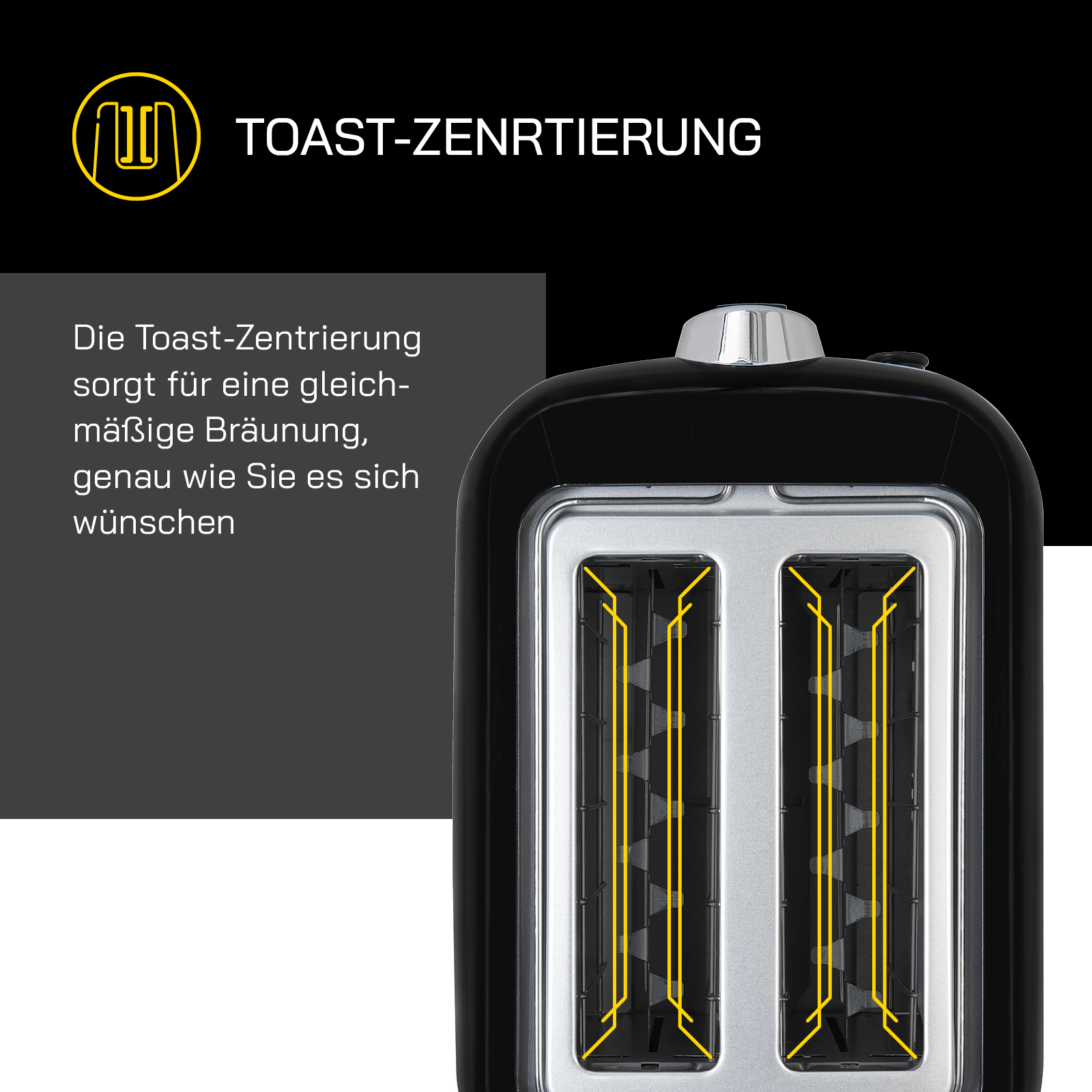Watt, Schlitze: TOAST 2) C (1050 Toaster GUTFELS Schwarz 3300