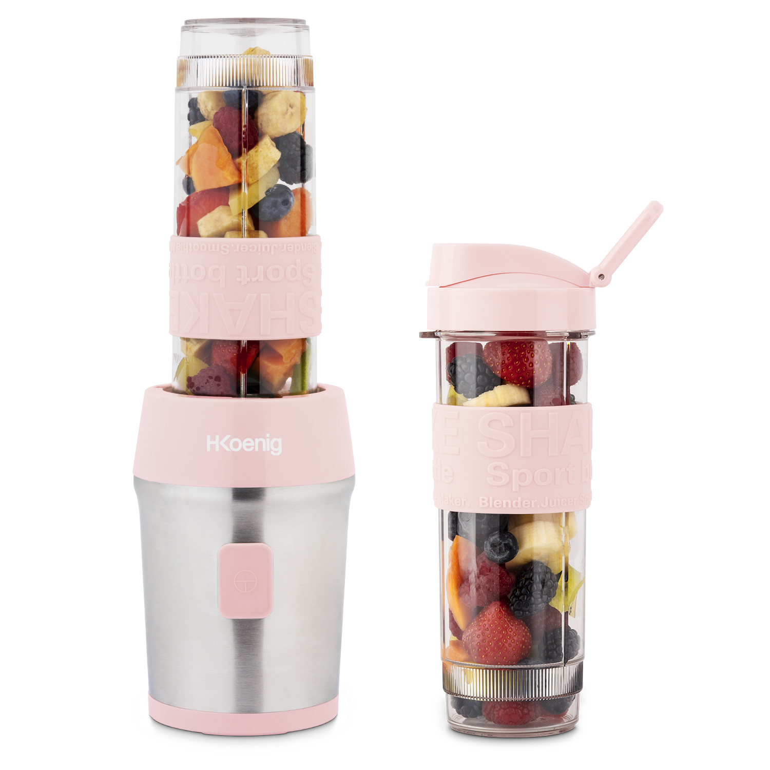 Batidora Vaso H.koenig smoo12 300w 570ml rosa 300 individual licuadora para smoothies frutas y verduras capacidad 570 incluye 2 botellas