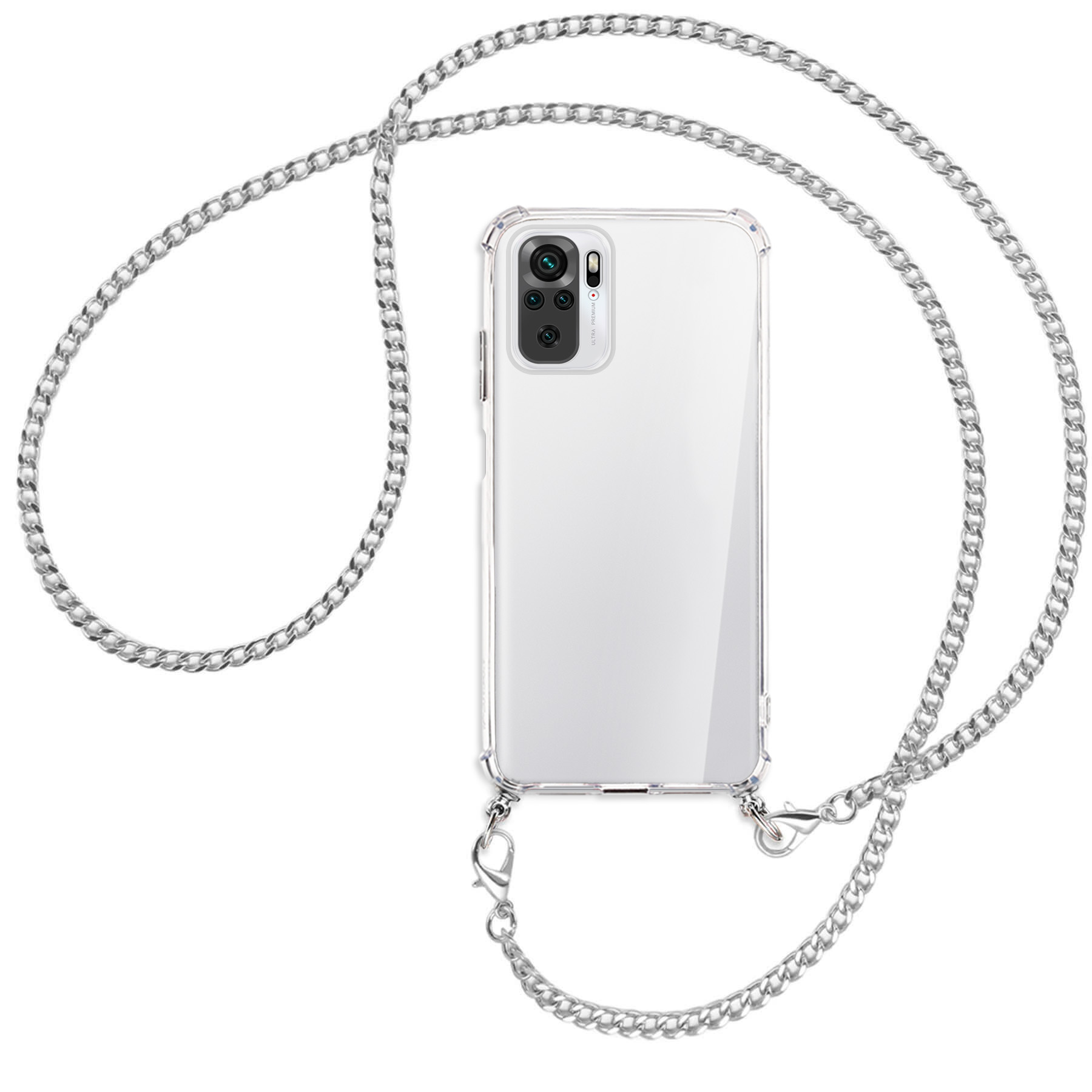 Redmi Kette Backcover, Metallkette, Note MTB Umhänge-Hülle 10, Xiaomi, (silberfarben) ENERGY MORE mit