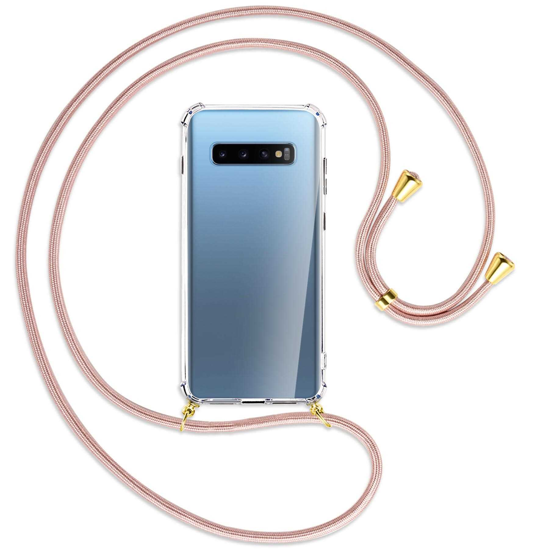 MTB MORE ENERGY Umhänge-Hülle Galaxy S10 Gold / Rosegold Kordel, Plus, Backcover, Samsung, mit