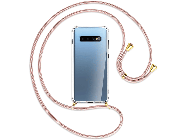 MTB MORE ENERGY Umhänge-Hülle Backcover, Galaxy Rosegold Gold mit Kordel, / Samsung, S10 Plus