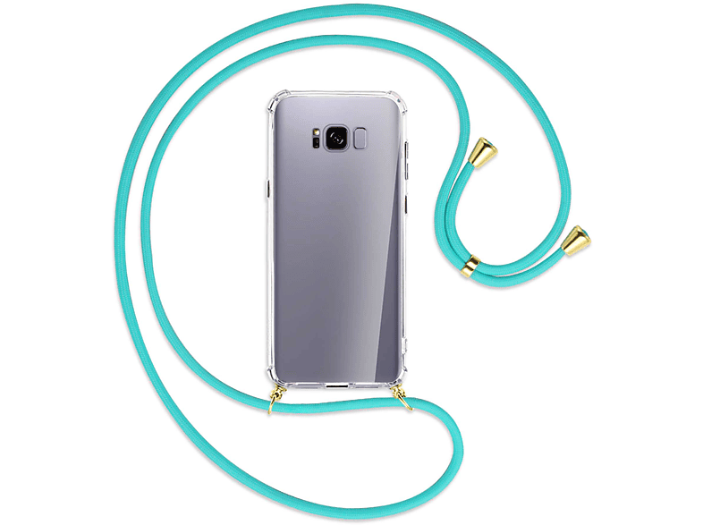 Kordel, MORE mit Plus, ENERGY / Galaxy S8 Umhänge-Hülle Samsung, MTB Türkis Gold Backcover,