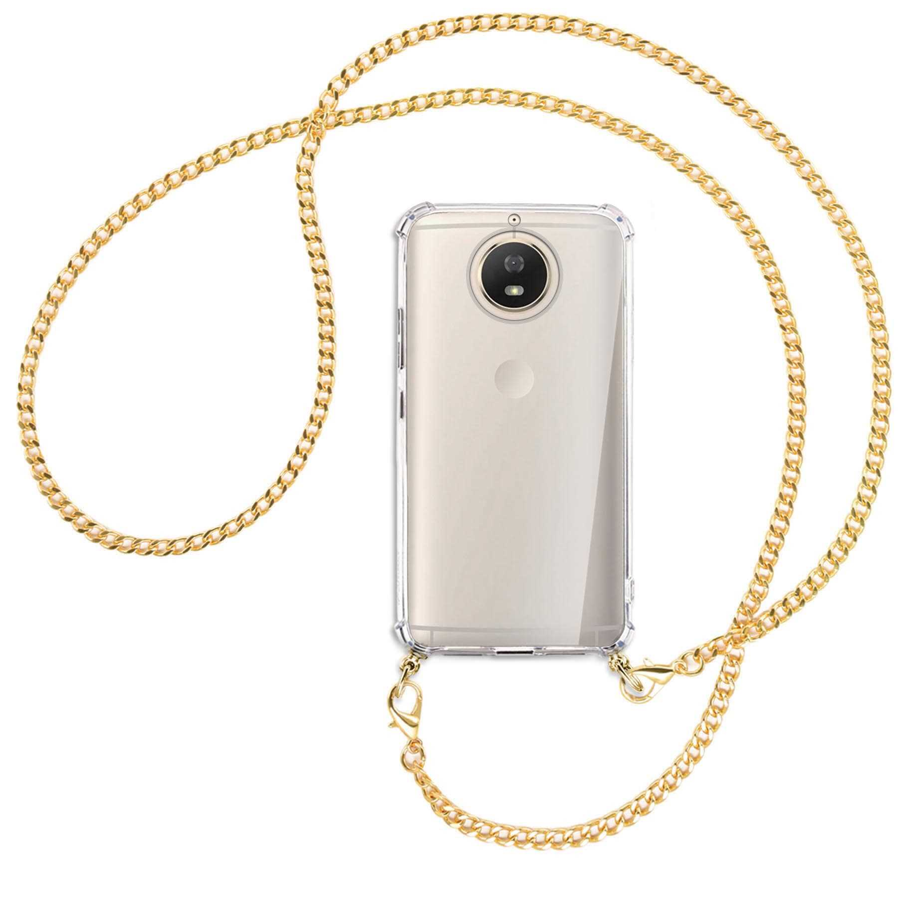 Metallkette, Backcover, ENERGY Umhänge-Hülle Kette Motorola, MTB Moto MORE mit G5S, (goldfarben)