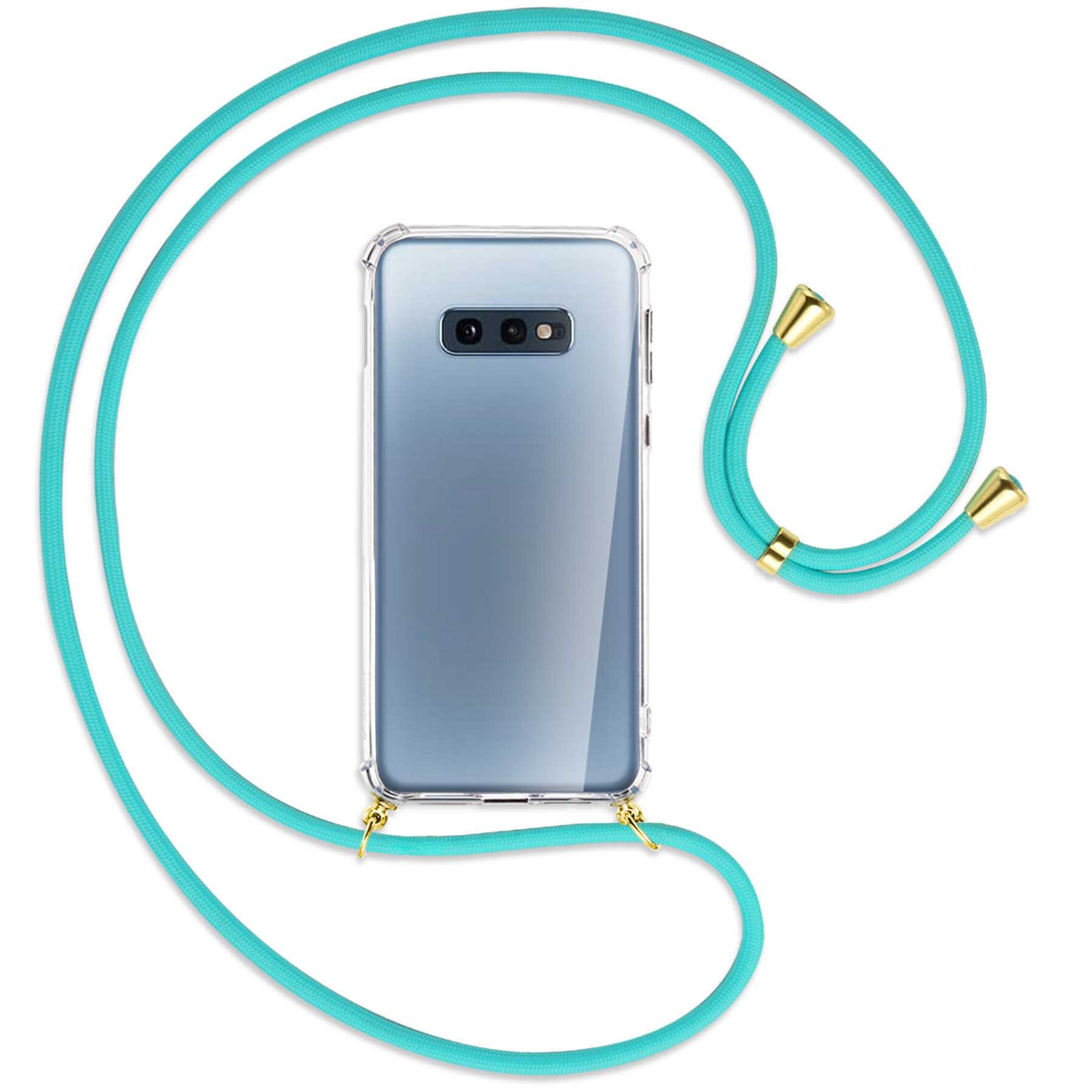 mit / Türkis Samsung, Umhänge-Hülle gold Galaxy MTB ENERGY MORE Backcover, Kordel, S10E,